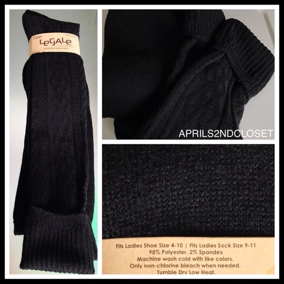 2 BLACK TALL LUXE KNIT KNEE HIGH BOOT SOCKS A2C - Picture 6 of 8